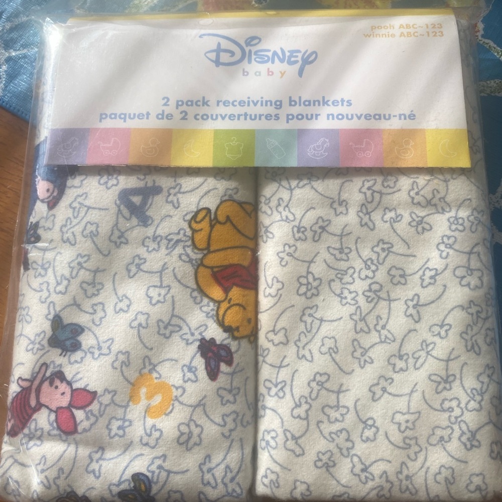 Disney Winnie the Pooh Piglet Eeyore 2 pack Receiving Blankets